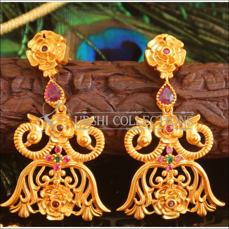 Designer matte finish Peacock necklace set M718 - Necklace Set