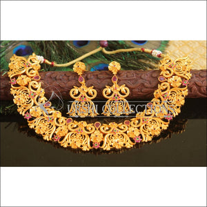 Designer matte finish Peacock necklace set M718 - Necklace Set