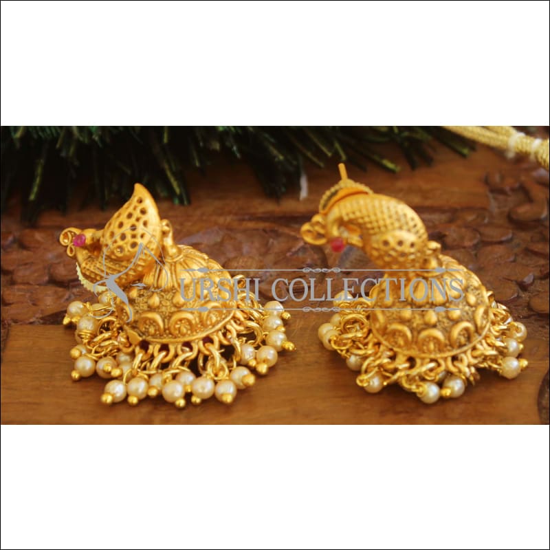 Designer matte finish peacock Necklace set M729 - Necklace Set