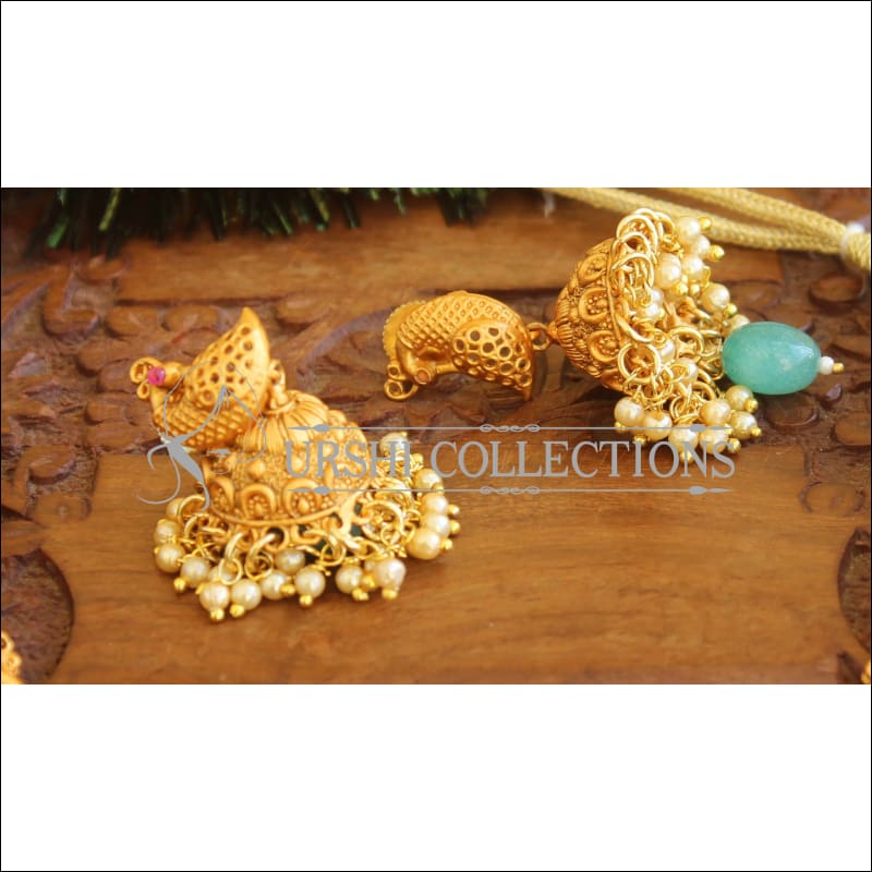 Designer matte finish peacock Necklace set M730 - Necklace Set