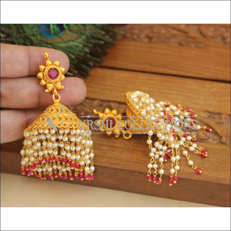 Designer matte Finish Pearl Earrings M2885 - Earrings