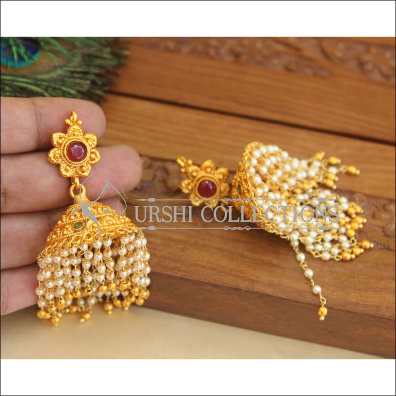 Designer matte Finish Pearl Earrings M2886 - EARRINGS