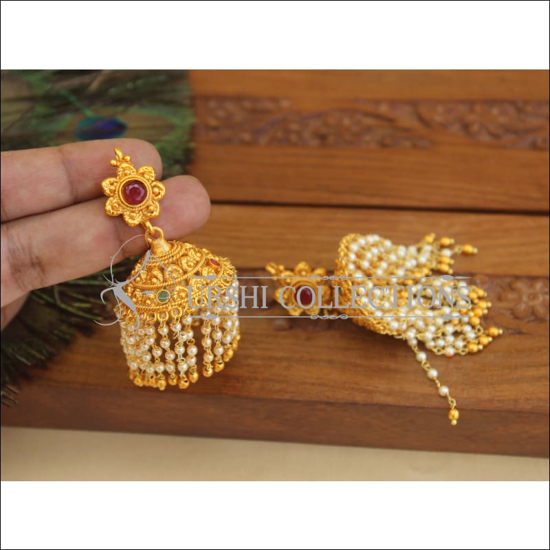 Designer matte Finish Pearl Earrings M2886 - EARRINGS