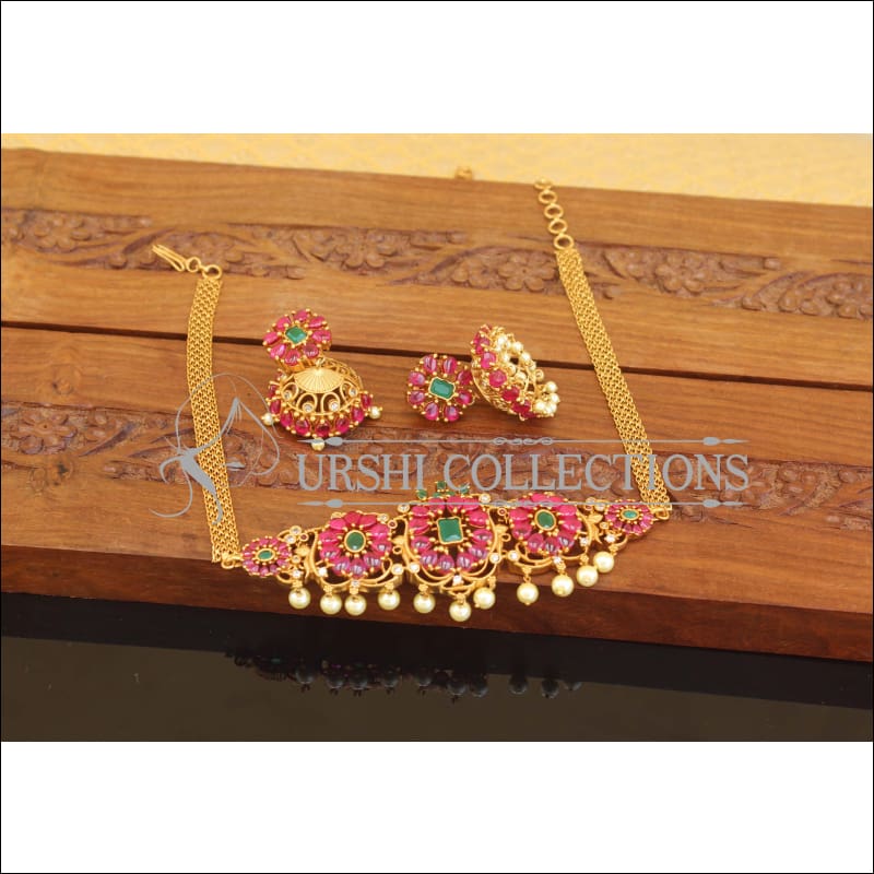 Designer Matte Finish Real Kempu Necklace Set M2469 - Necklace Set