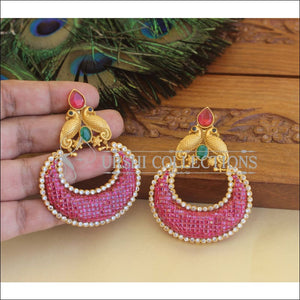 Designer Matte Finish Ruby Peacock Earrings M2848 - EARRINGS