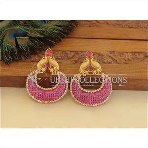 Designer Matte Finish Ruby Peacock Earrings M2849 - EARRINGS