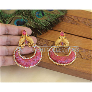 Designer Matte Finish Ruby Peacock Earrings M2849 - EARRINGS