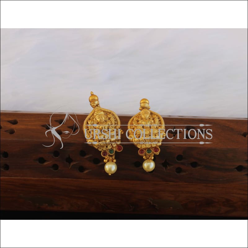 Designer Matte Finish Temple Earrings M2589 - Earrings