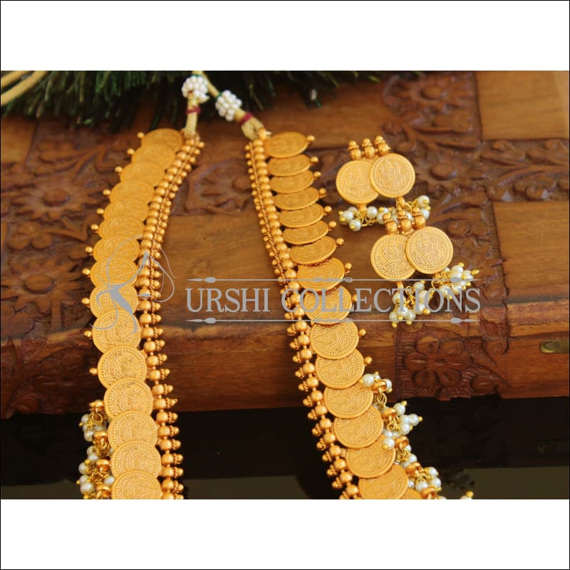 Designer matte finish temple long necklace set M732 - Necklace Set