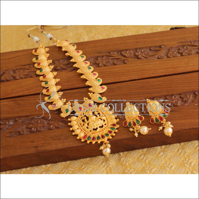 Designer Matte Finish Temple Mango Necklace Set M2062 - Necklace Set