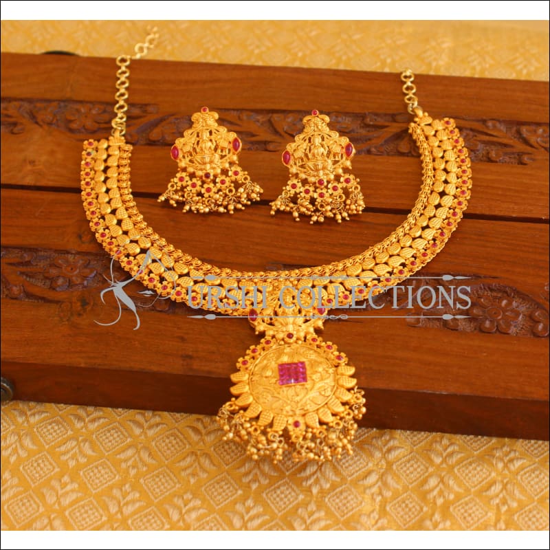 Designer Matte Finish Temple Necklace Set M2040 - Necklace Set