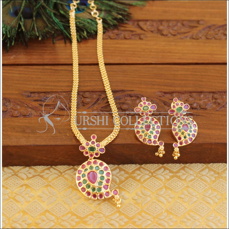 Designer micro gold plated mango necklace M707 - MULTI COLOUR - Necklace Set
