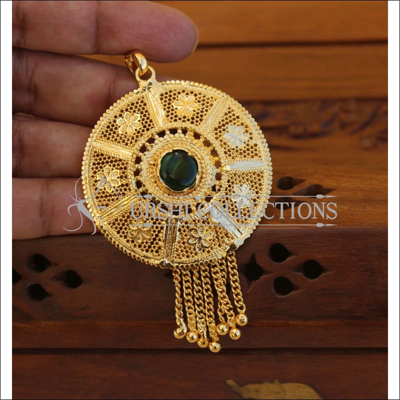 Designer Palakka gold plated pendant M989 - Pendant Set