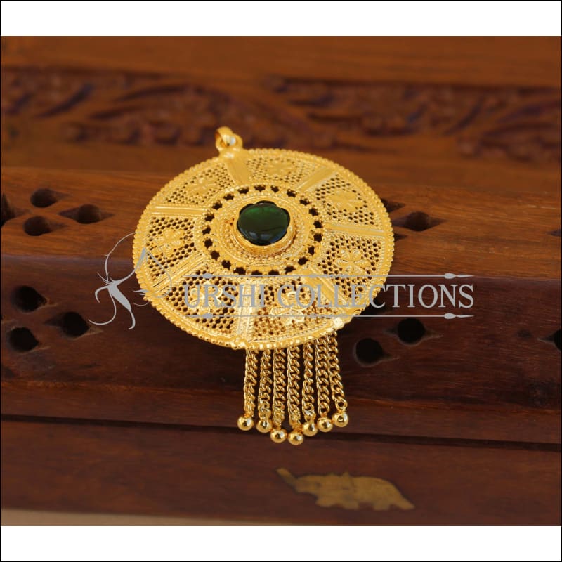 Designer Palakka gold plated pendant M989 - Pendant Set