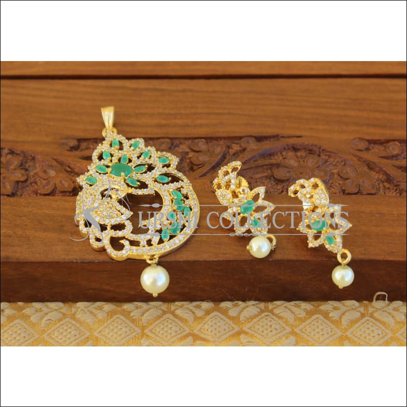 Designer peacock CZ Pendant set M910 - Pendant Set