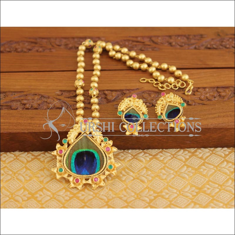 Designer peacock feather Pendant set M1159 - Necklace Set