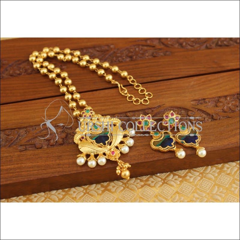 Designer peacock feather Pendant set M1160 - Necklace Set