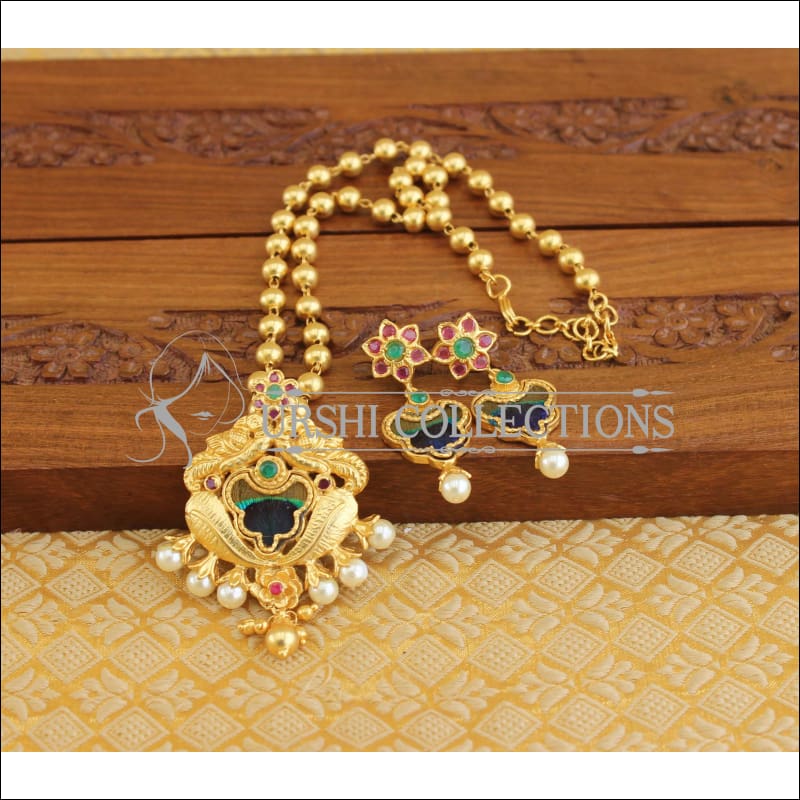 Designer peacock feather Pendant set M1160 - Necklace Set