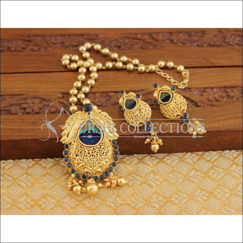 Designer peacock feather Pendant set M1161 - Necklace Set