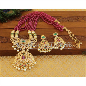 Designer Peacock Goldplated handmade necklace set M753 - Necklace Set