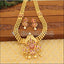 Designer peacock high gold necklace set with screw back earrings M1206