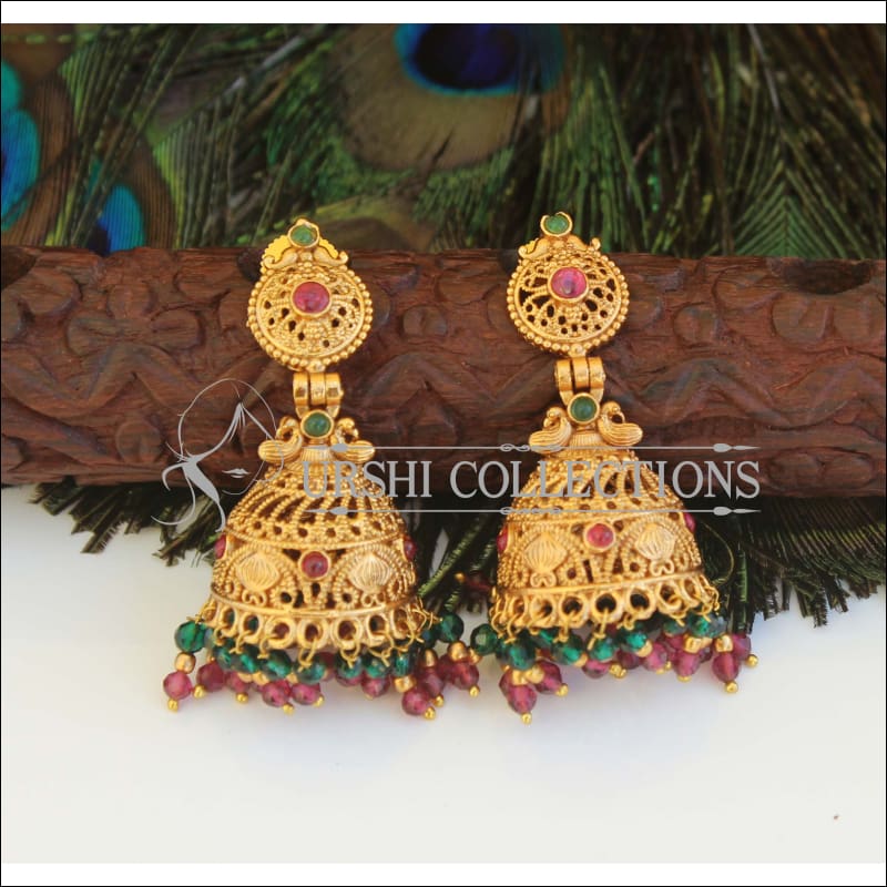 Designer Premium quality Peacock gold plated earrings M462 - MULTY - Earrings