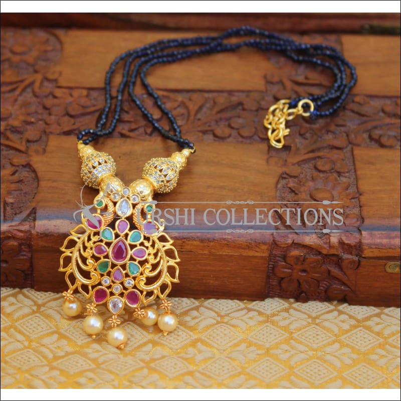 ELEGANT GOLD PLATED CZ PEACOCK NECKLACE UTV665 - Necklace Set