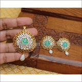 ELEGANT GOLD PLATED CZ PENDANT SET UTV382 - GREEN - Pendant Set