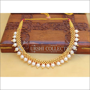 ELEGANT GOLD PLATED PEARL NECKLACE UTV466 - Necklace Set