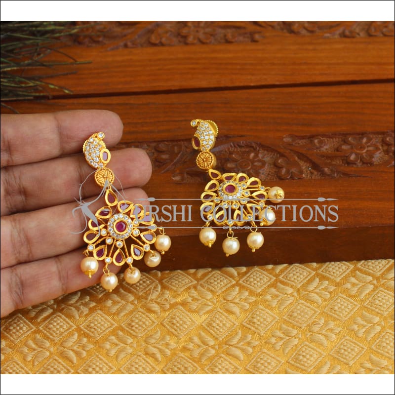 Gold Plated CZ Mango Earrings M1852 - Earrings