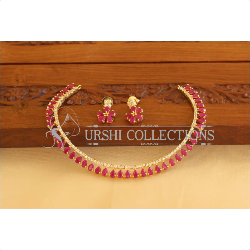 Gold Plated CZ Necklace Set M1855 - Necklace Set