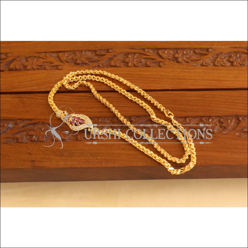 Gold Plated CZ Peacock Moppu Chain M1927 - Necklace Set