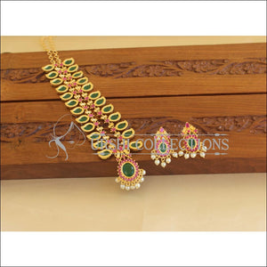Kerala Style Gold Plated Palakka Mango Necklace Set M1865 - Necklace Set