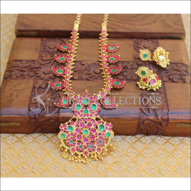 Gold plated kempu mango necklace M1180 - Necklace Set