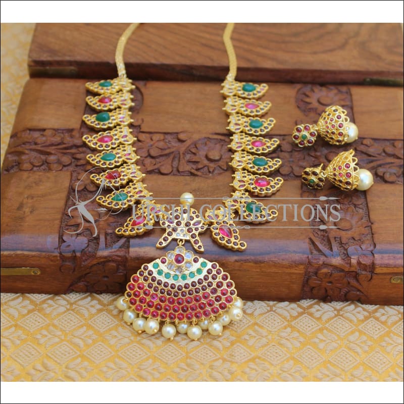 Gold plated kempu mango necklace M1181 - Necklace Set