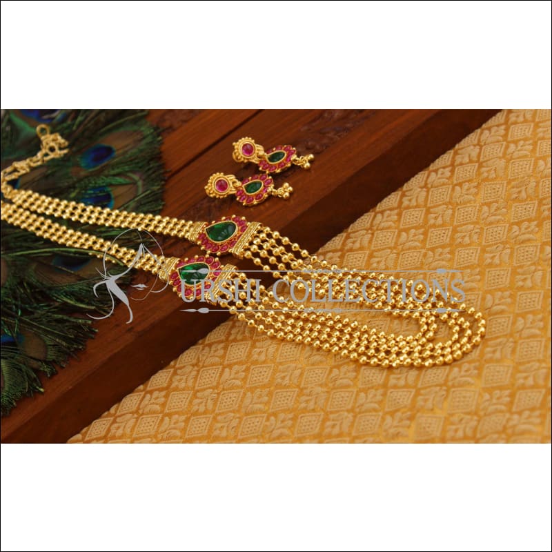 Gold plated kempu necklace M879 - Necklace Set