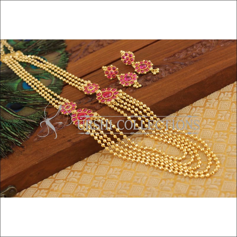 Gold plated kempu necklace M880 - Necklace Set