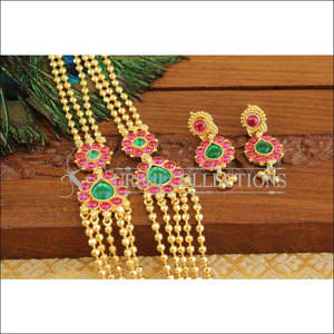 Gold plated kempu necklace M881 - Necklace Set