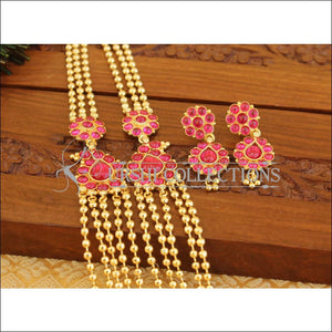 Gold plated kempu necklace M883 - PINK - Necklace Set
