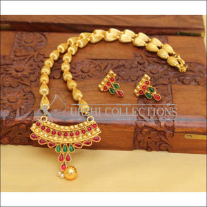 Gold Plated Kempu Necklace Set M1673 - Necklace Set
