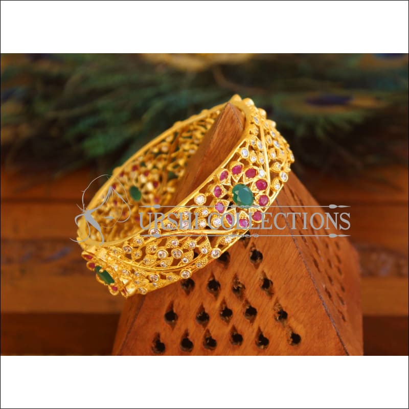 Gold Plated Multicolor Flower Kada M1683 - 2.6 - Bangles