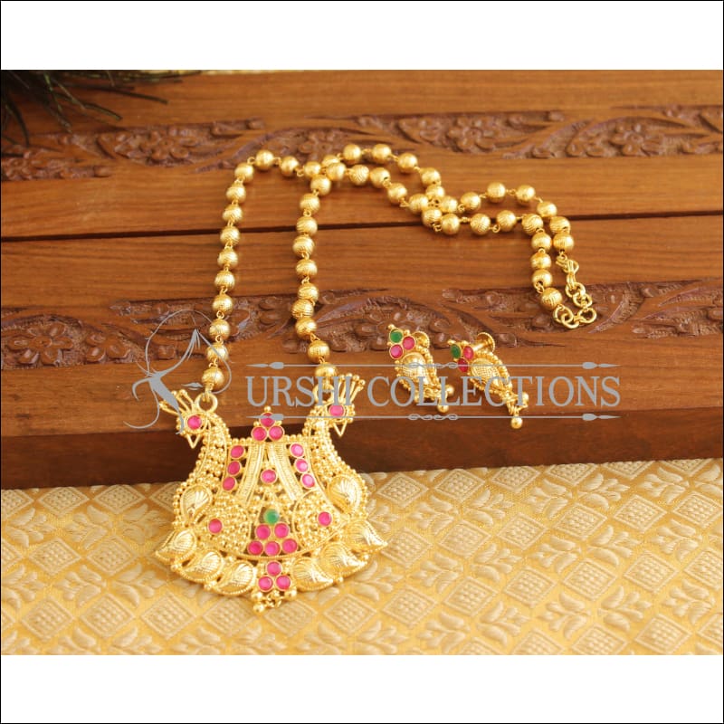 Gold Plated Peacock Necklace Set M1824 - Necklace Set