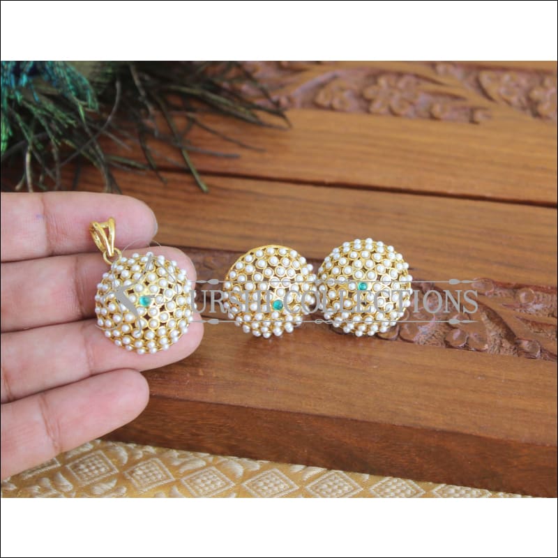 Gold plated Pearl Pendant M1670 - Pendant Set