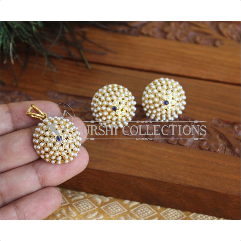 Gold plated Pearl Pendant M1671 - Pendant Set