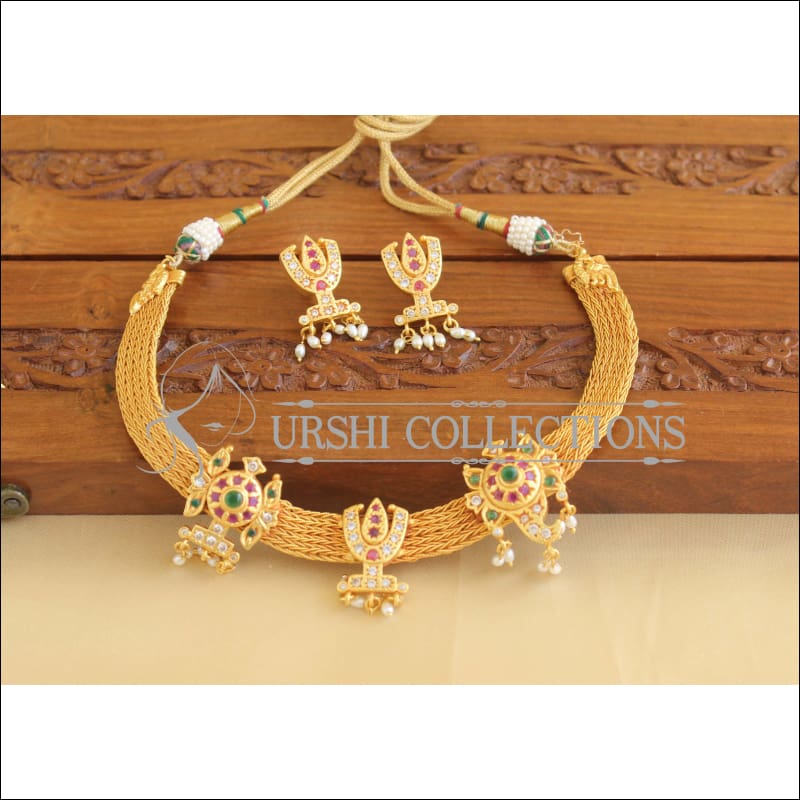 Gold Plated Temple CZ Necklace Set M1893 - Necklace Set