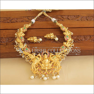 Gold Plated Temple CZ Peacock Necklace Set M1894 - Necklace Set