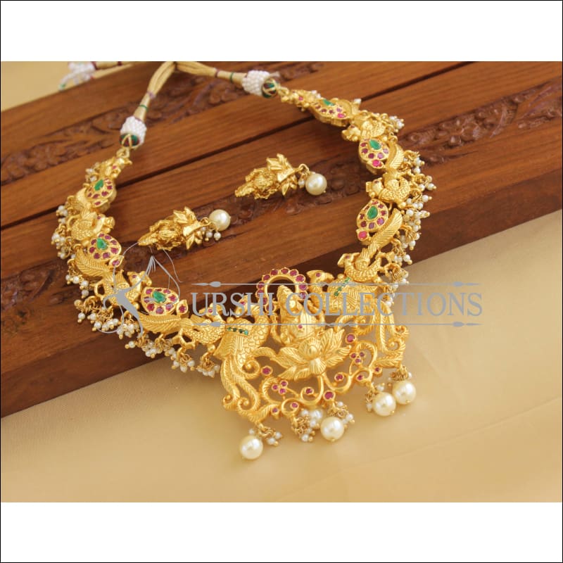 Gold Plated Temple CZ Peacock Necklace Set M1894 - Necklace Set