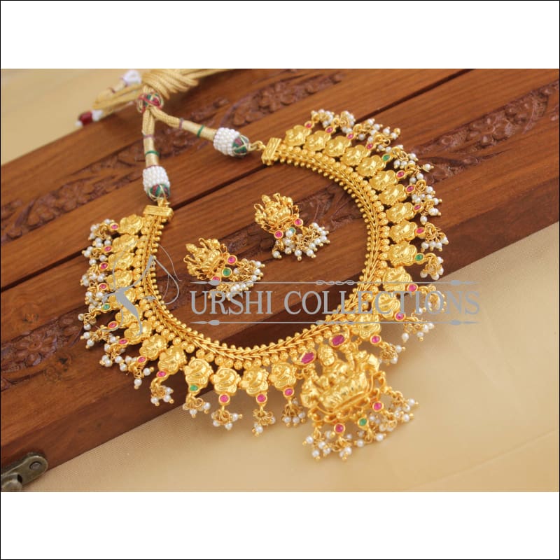 Gold Plated Temple CZ Peacock Necklace Set M1896 - Necklace Set