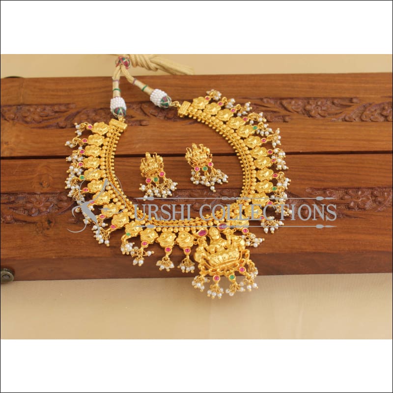 Gold Plated Temple CZ Peacock Necklace Set M1896 - Necklace Set