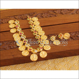 Gold Plated Temple Peacock Coin Necklace M2011 - Necklace Set
